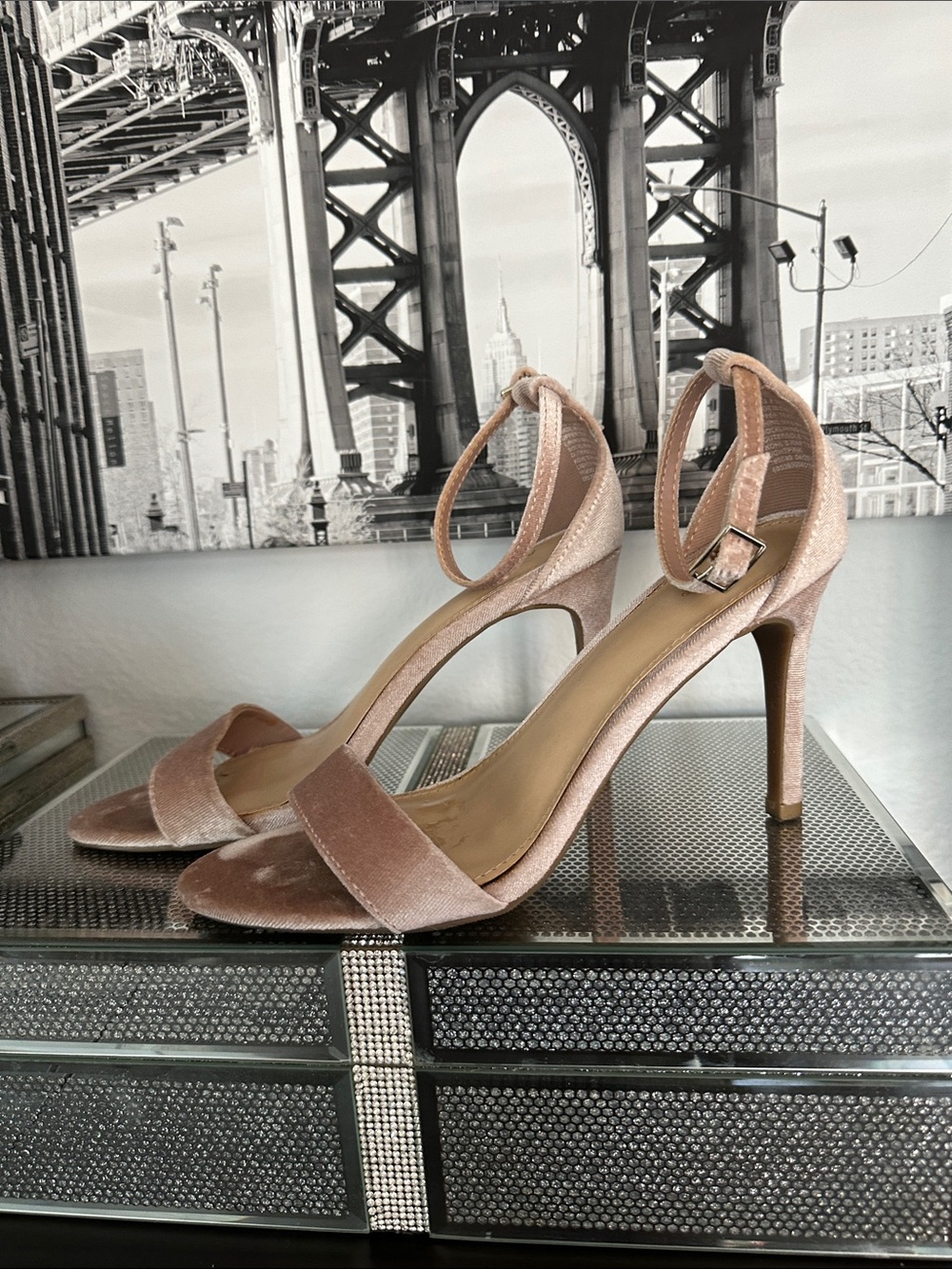 Apt. 9 Blush Pink Velvet Ankle-Strap Stiletto Heels